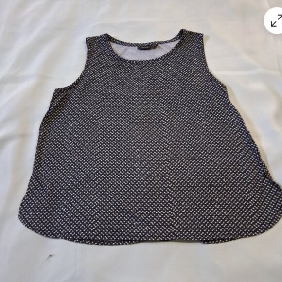 Apt. 9 Womens PXL‎ Sleeveless Tank Top Black White Print Stretchy Round Neck A29 - Picture 1 of 9